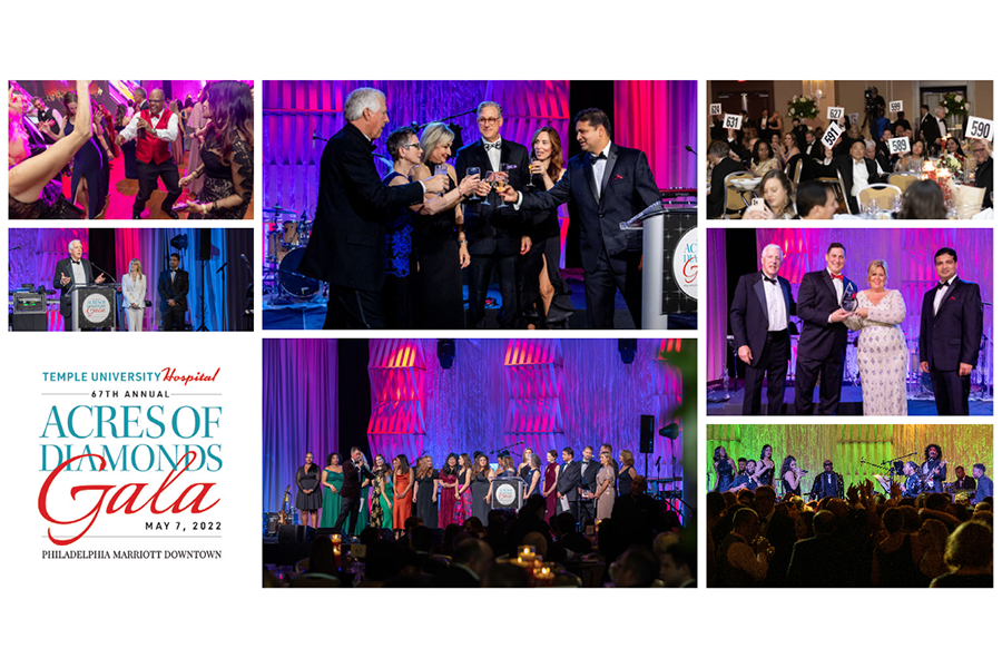 A collage of images of the 2022 Temple University Hospital’s Acres of Diamonds Gala