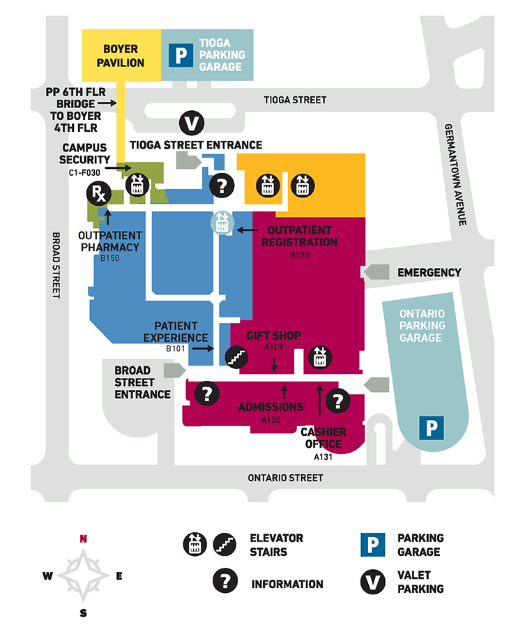 A campus map of Temple University Hospital