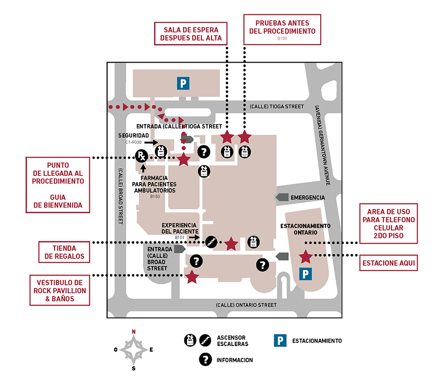 el mapa de Temple University Hospital