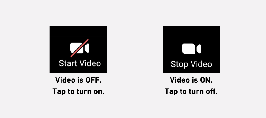 Video is off - Tap to turn on. Video is on - Tap to turn off.