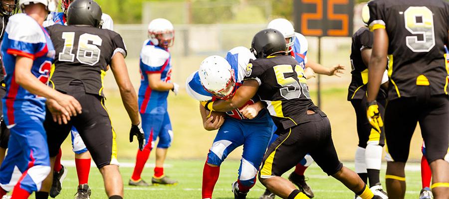 Football team playing game