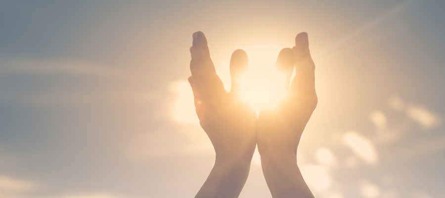 hands sunrise