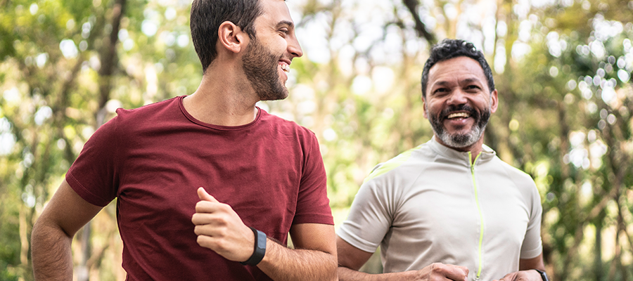 Pair of men running