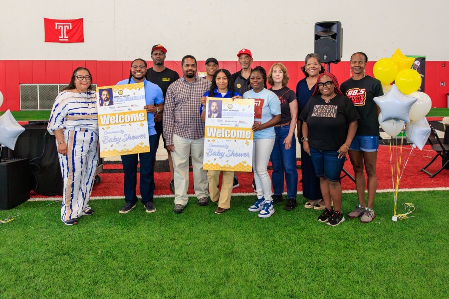 Sturgis and Katherine Levins, JD, MBA, Temple Health’s Vice President of Public Policy & Government Affairs, join Senator Sharif and Mrs. April Street, City Councilman Jeffrey Young, State District 3’s Aissia Richardson, and our community partners in welcoming families to the Community Baby Shower. 