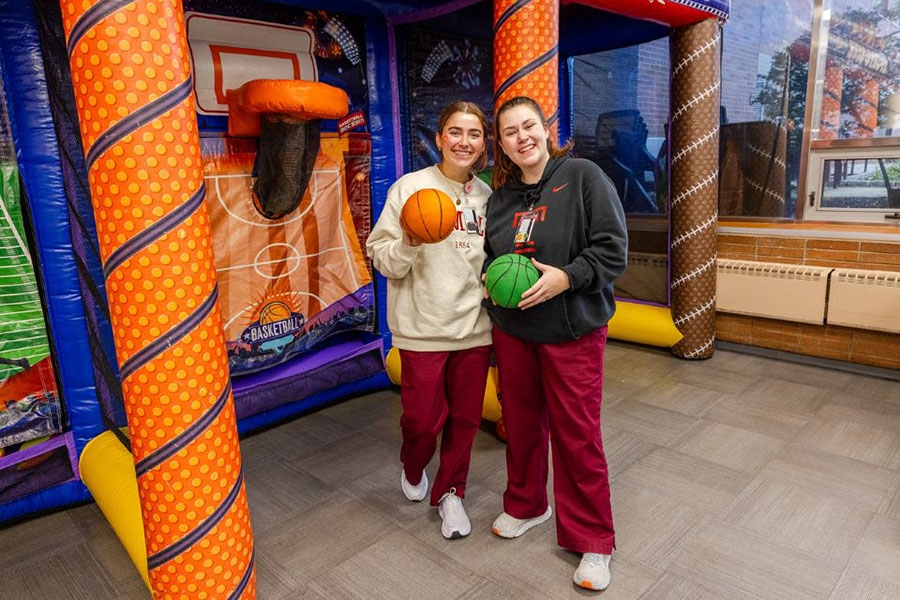 At Episcopal, employees could try their luck shooting baskets.