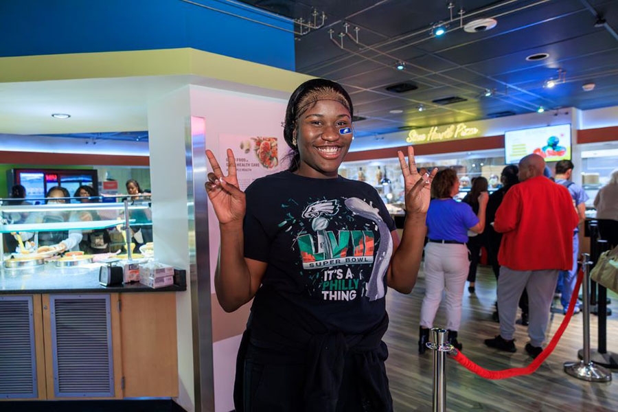 Showing our Eagles spirit at the TUH-Main Campus Block Party.