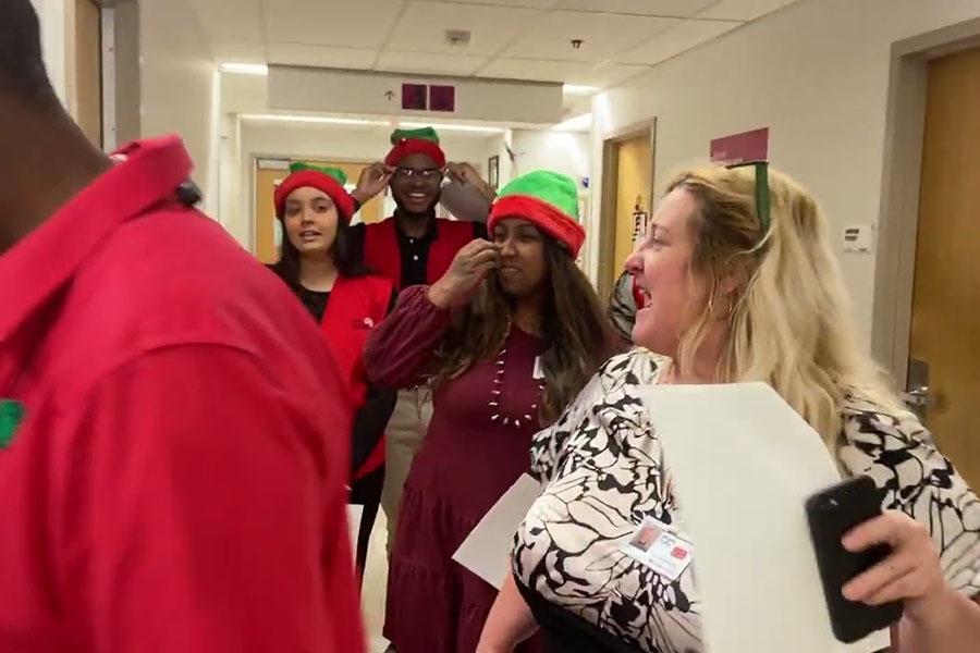 Watch our TUH-Main Campus carolers sing “Feliz Navidad.”