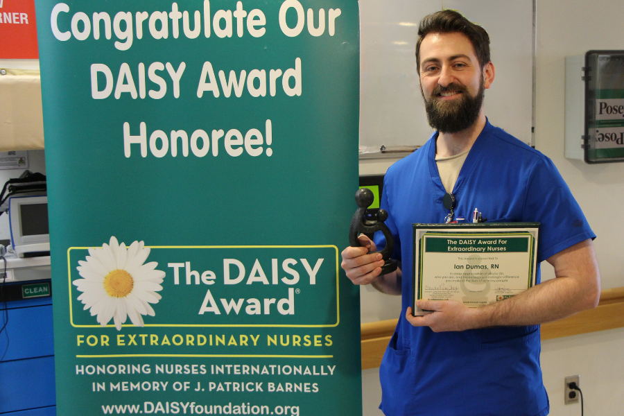 Ian Dumas, who was recognized with a DAISY Award for nursing excellence at TUH-Main Campus.