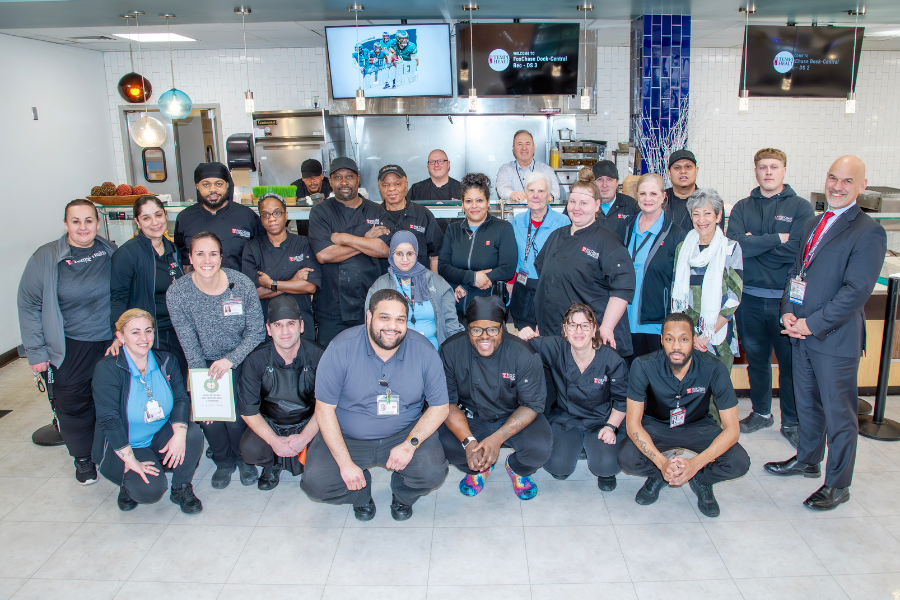 Members of the Fox Chase Cancer Center Food Service team during their visit from Shelly Chamberlain, Healthy Food in Healthcare Specialist, to present their Good Food, Healthy Hospitals Gold Status Award.