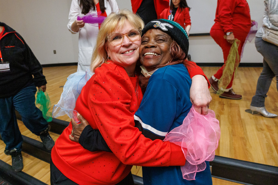 Heart Failure Nurse Practitioner Linda Ruppert (left) with a community member at the Heart Failure Education Day event.