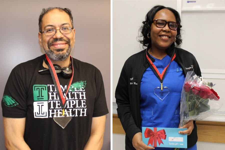 Hector Perez and Nina Beverly, RN: the winners of the February 2025 TFP C.A.R.E.S. Award.