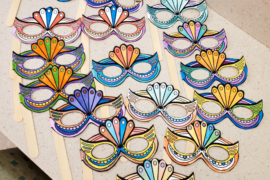 Some of the beautiful masks created by patients.