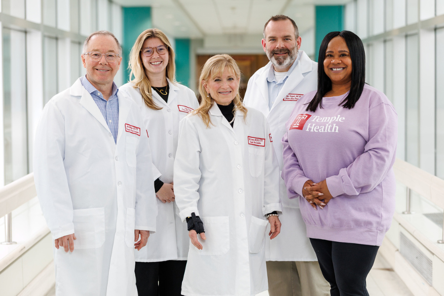 Members of the Living Donor Program team (from left): John Mulligan, Carly Capano, Mary Beth Lawrence, Ryan Ihlenfeldt, and Qiara Aycox.