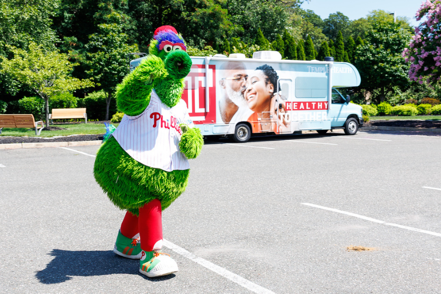 Community members, employees, and the Phanatic himself had a great time at the Back to School Health & Resource Block Party!