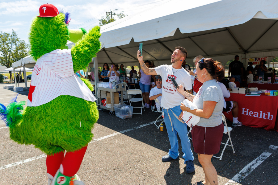 Community members, employees, and the Phanatic himself had a great time at the Back to School Health & Resource Block Party!