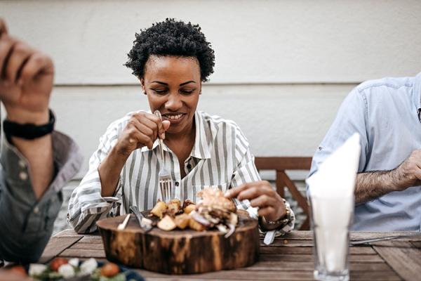 Woman enjoying her dinner