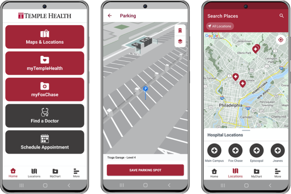 Temple Health Now App screenshots