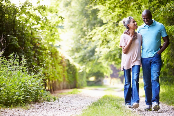 Couple going for a walk outside