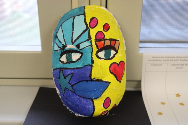 A plaster gauze mask that one of the Extended Acute Care patients created.