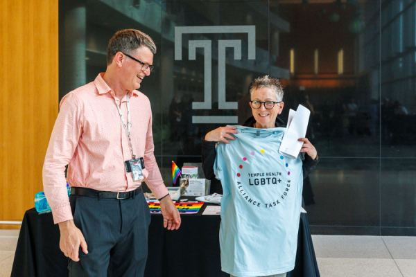 Dr. Robert Bettiker and Dean Amy Goldberg at the Pride month celebration.
