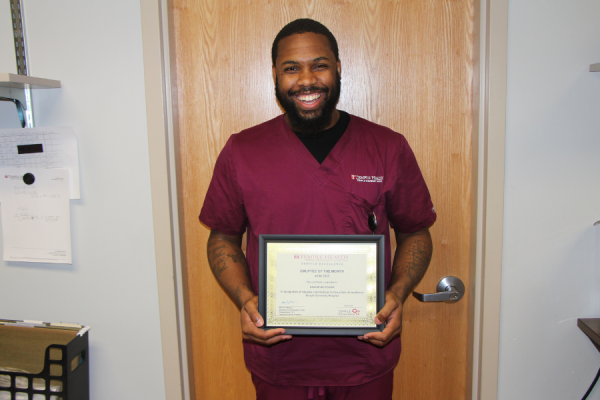 Zaahir Mcgough, winner of TUH-Main Campus’ Service Excellence Award.