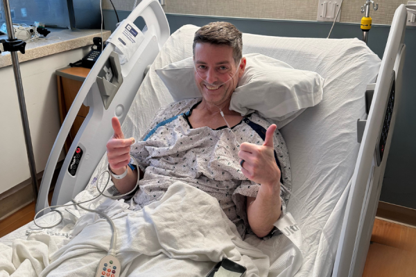 John during his stay to receive his double lung transplant at Temple.