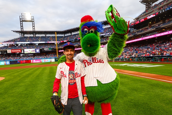 Kevin with the Phillie Phanatic