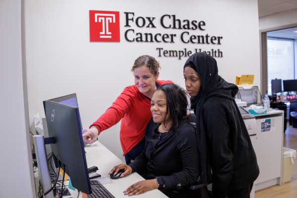 Fox Chase Cancer Center at Chestnut Hill Hospital Infusion Center team members utilizing the new infusion template generator.