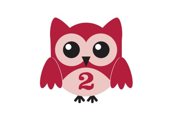Cartoon owl with number 2 on it