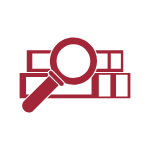 Cartoon magnifying glass over books